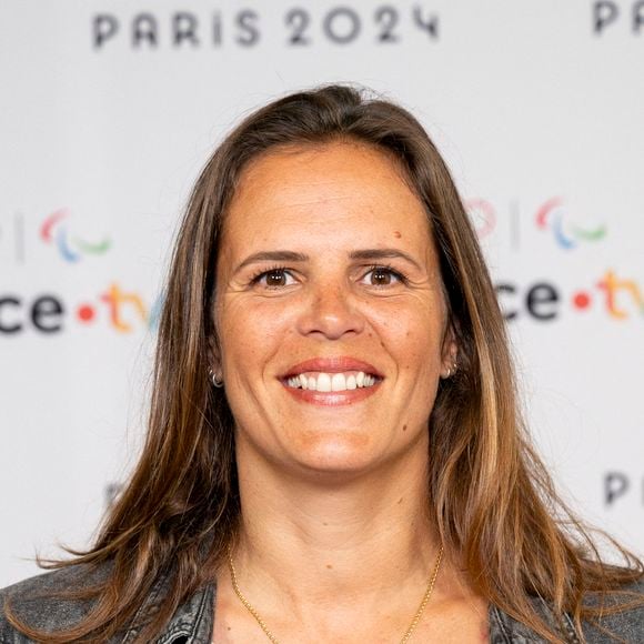 Laure Manaudou lors de la présentation des journalistes et chroniqueurs de France Télévisions pour les Jeux Olympiques 2024 au musée de l'Homme à Paris.
© Pierre Perusseau / Bestimage