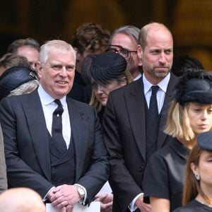 Le prince Andrew, le duc d'York et le prince William, le prince de Galles aux funérailles de la duchesse de Kent, cathédrale de Westminster. Londres, Royaume-Uni. 16 septembre 2025. Photo by Doug Peters/EMPICS/ABACAPRESS.COM
