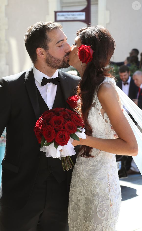 Mariage civil de Sophie Vouzelaud, première dauphine de Miss France 2007 et malentendante, avec son compagnon Fabien Boutamine à Saint Junien le 18 août 2018. © Patrick Bernard / Bestimage