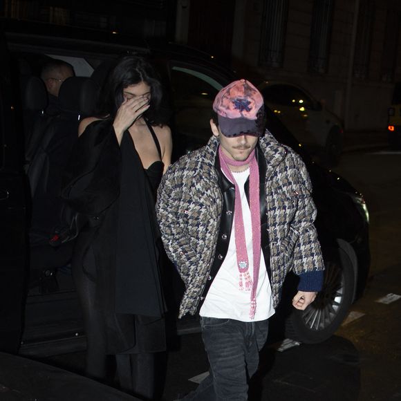 Timothée Chalamet et Kylie Jenner de retour à l'hotel Royal Monceau après avoir diné au Bar des Prés Montaigne après l'avant-première du film "Un parfait inconnu" à Paris le 16 janvier 2025. © Yehiel Chekroune / Bestimage