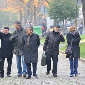 Michel Blanc, Thierry Lhermitte, Christian Clavier, Gerard Jugnot et Marie-Anne Chazel - Exclusif - Inhumation définitive de Tsilla Chelton alias 'Tatie Danielle' suite a son décès en date du 15/07/2012 au cimetière du Père Lachaise a Paris le 16 Novembre 2012.