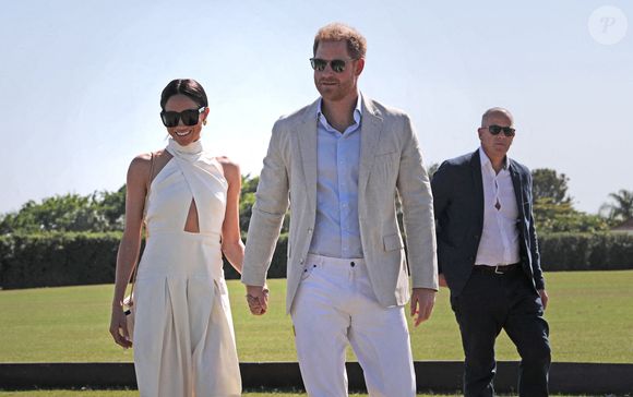 Le duc et la duchesse de Sussex lors du Royal Salute Polo Challenge, au profit de Sentebale, au USPA National Polo Center à Wellington, FL, USA, vendredi 12 avril 2024. Photo by Yaroslav Sabitov/PA Wire/ABACAPRESS.COM