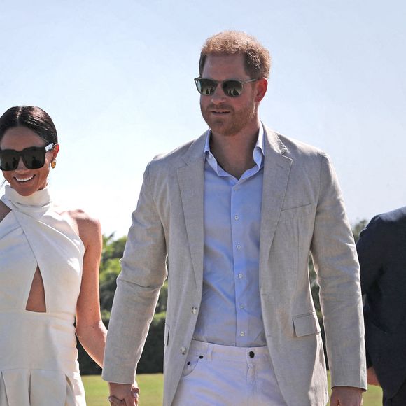 Le duc et la duchesse de Sussex lors du Royal Salute Polo Challenge, au profit de Sentebale, au USPA National Polo Center à Wellington, FL, USA, vendredi 12 avril 2024. Photo by Yaroslav Sabitov/PA Wire/ABACAPRESS.COM