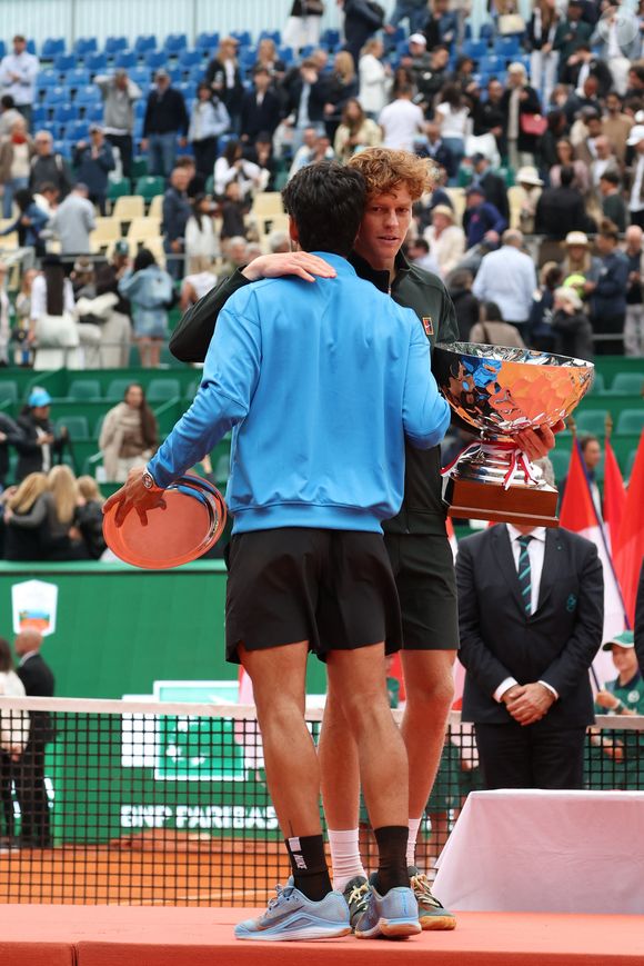 Jannik Sinner et Carlos Alcaraz lors de la finale du Rolex Monte-Carlo Masters au Monte-Carlo Country Club de Monaco le 12 avril 2026.

© Claudia Albuquerque / Bestimage