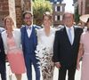 François Hollande, Ségolène Royal et les parents de la mariée - Mariage de Thomas Hollande et de la journaliste Emilie Broussouloux à la mairie à Meyssac en Corrèze près de Brive, ville d'Emiie. Le 8 Septembre 2018. 
© Patrick Bernard-Guillaume Collet / Bestimage