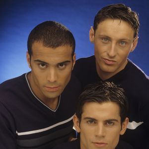 En France, à Paris, les 3 membres du groupe 2 BE 3, Adel KACHERMI, Filip NIKOLIC et Frank DELHAYE le 16 mai 1997. © Michel MARIZY via Bestimage