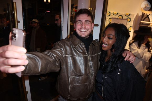 Julien et Ebony participent à la Pop Up Influence Party organisée par Aurelien Cassirame, à Paris, le 02 février 2025 à Paris, France. Photo by Jerome Domine/ABACAPRESS.COM