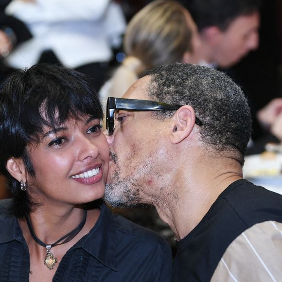 JoeyStarr et sa compagne Pauline Latchoumanin lors de la soirée Omar Harfouch "Dîner chez Maxim's" à Paris le 9 octobre 2024. © Rachid Bellak / Bestimage