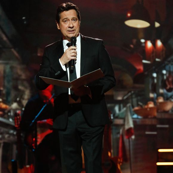 Exclusif - Laurent Gerra lors de l'enregistrement de l'émission "Laurent Gerra, l'anniversaire événement" présentée par S.Bern et qui sera diffusée le 7 juin 2025 sur France 2, au théâtre Marigny, à Paris, France, le 28 avril 2025. © Clovis-Moreau/Bestimage