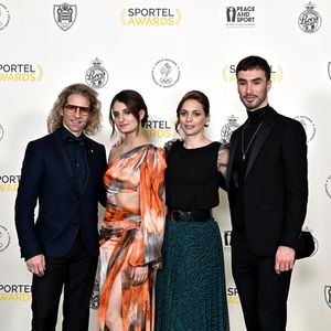 Gwendal Peizerat, Gabriella Papadakis, Nathalie Péchalat et Guillaume Cizeron durant la soirée des Sportel Awards au Grimaldi Forum à Monaco, le 24 octobre 2022. © Bruno Bebert/Bestimage