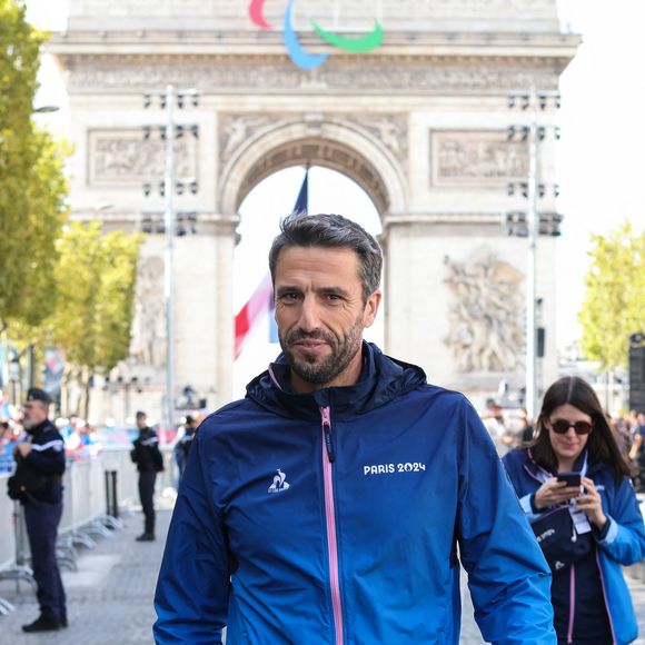 Tony Estanguet - Parade des champions, avec les médaillés olympiques, à l'occasion des Jeux Olympiques et Paralympiques Paris 2024, sur l'avenue des Champs-Elysées à Paris. Le 14 juillet 2024
© Stéphane Lemouton / Bestimage