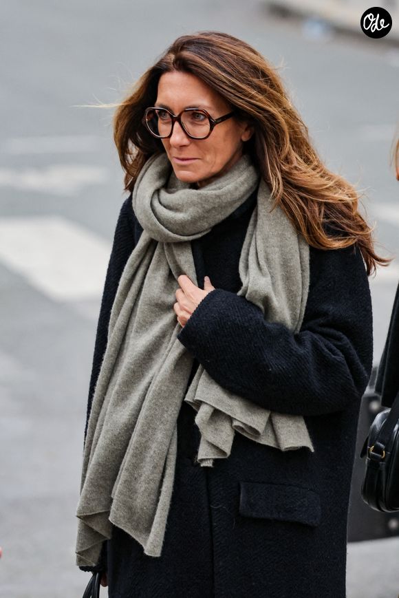 Anne-Claire Coudray - Sortie des obsèques de C.Laborde en l'église Saint-Roch à Paris, le 6 février 2025. 
© Jacovides - Moreau / Bestimag