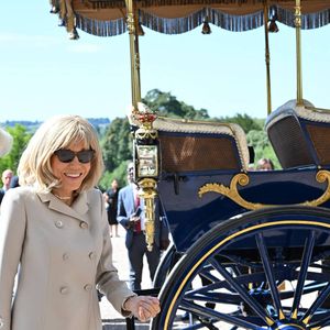 Le miel des ruches de l’Élysée, produit par des abeilles issues d’un monastère anglais, a également été offert en clin d’œil aux engagements écologiques du souverain.

Déambulation d'Emmanuel Macron, président de la République Française, et de la Première dame Brigitte Macron, dans les jardins du château de Windsor avec le roi Charles III d'Angleterre et Camilla Parker Bowles, reine consort, le 9 juillet 2025. 
© Jeanne Accorsini / Pool / Bestimage