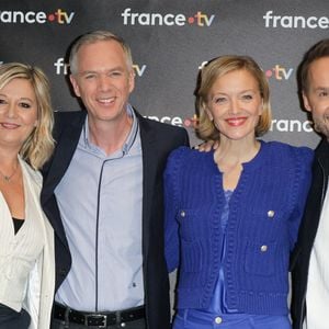 Flavie Flament, Julien Arnaud, Maya Lauqué, Damien Thévenot - Photocall à l'occasion des 40 ans de l'émission "Télématin" au siège de France Télévisions à Paris le 6 février 2025. © Coadic Guirec/Bestimage