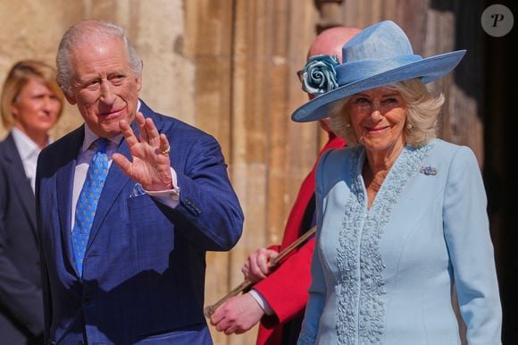 Le roi Charles III et la reine Camilla assistent à l'office des matines de Pâques à la chapelle St George au château de Windsor, Berkshire. Royaume-Uni, le dimanche 20 avril 2025.  Photo par Kirsty Wigglesworth/PA Wire/ABACAPRESS.COM