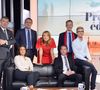 Nicolas Doze, Ashley Chevalier, Christophe Delay, Adeline Francois, Christophe Person, Christophe Barbier, Julien Mielcarek, les presentateurs de la Premiere Edition de BFM TV posent pour une photo de rentree a Paris, France le 25 Aout 2017. Photo by Aurore Marechal/ABACAPRESS.COM