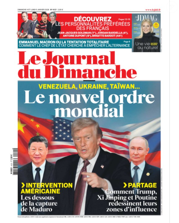 Couverture "Le Journal du Dimanche" du 4 janvier 2025.