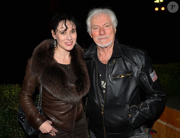 Exclusif - Hugues Aufray et sa compagne Murielle lors de la soirée de lancement de "Cosmo Connected", le premier feu de freinage connecté pour moto, scooter ou vélo au Café de l'Homme à Paris le 25 Janvier 2018.
© Guignebourg-Vereen/Bestimage