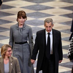 Carla Bruni et son mari Nicolas Sarkozy - Cérémonie de réouverture de la cathédrale Notre-Dame de Paris, le 7 décembre 2024. 
© Dominique Jacovides / Bestimage