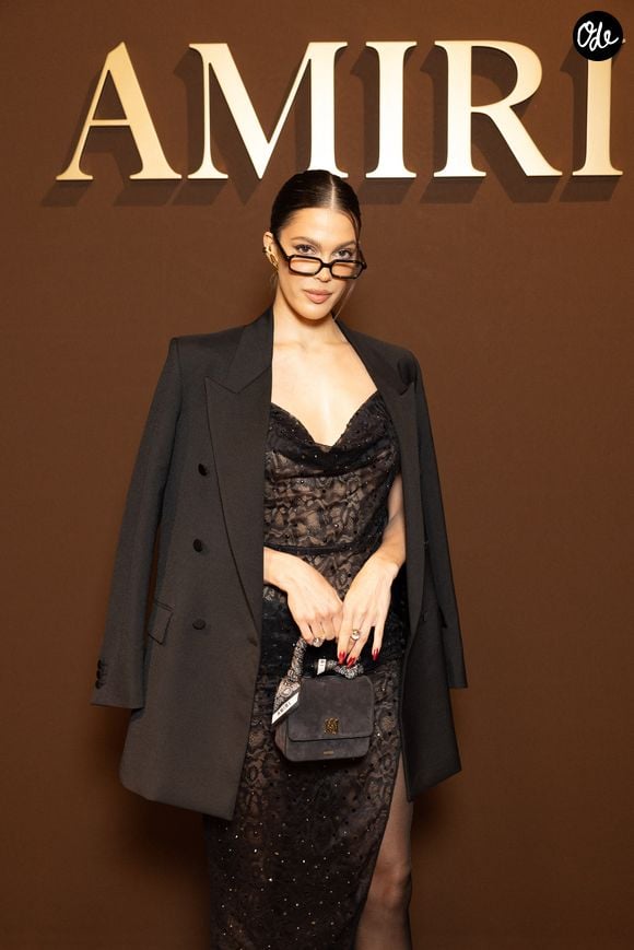 Iris Mittenaere - Célébrités au défilé Amiri lors de la Paris Fashion Week - Mode Homme automne/hiver 25-26, Paris, France, 23 Janvier 2025. © Jeremy Melloul / Bestimage