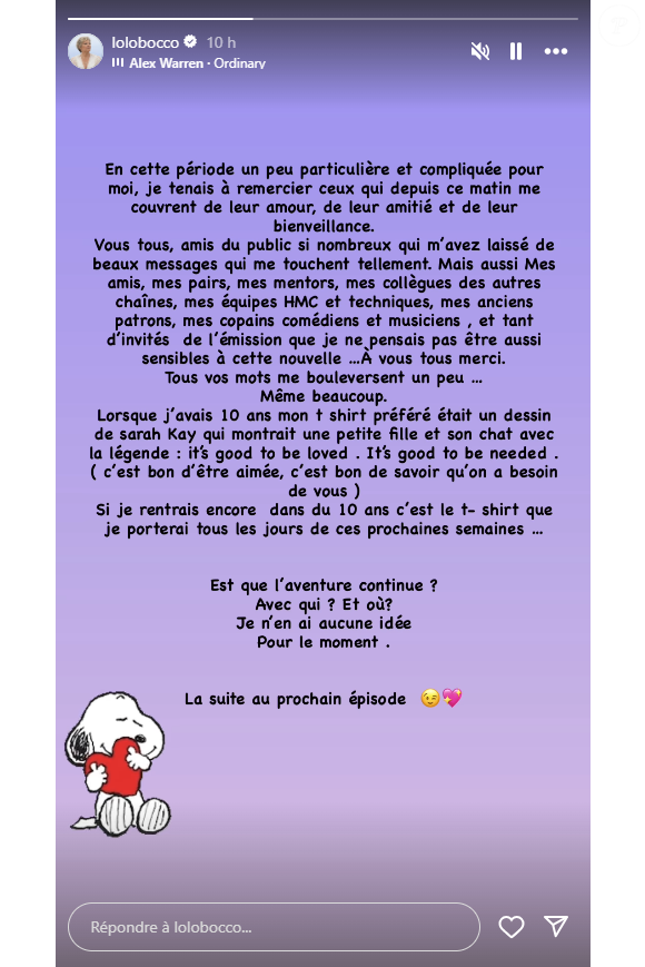 Story Instagram de Laurence Boccolini, publiée le 29 juin 2025.