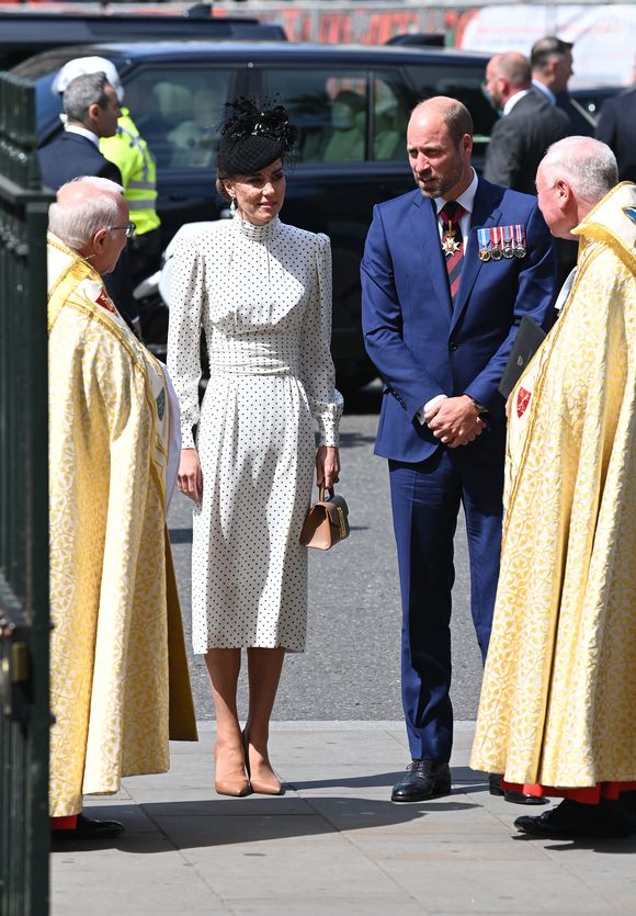Le prince William, prince de Galles, et Catherine (Kate) Middleton, princesse de Galles - La famille royale britannique et les personnalités assistent à un service d'action de grâce à l'abbaye de Westminster à Londres, à l'occasion du 80ème anniversaire du jour de la Victoire en Europe (VE Day), le 8 mai 2025. GOFF INF / BESTIMAGE
