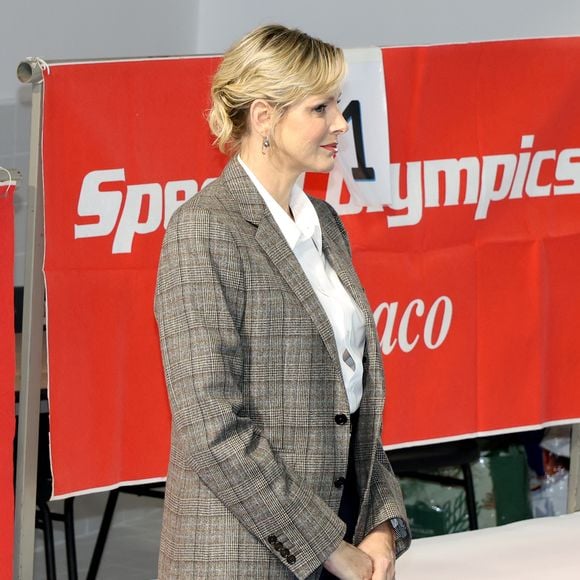La princesse Charlene de Monaco a présidé la cérémonie d'ouverture du meeting européen de natation " Princesse Charlène " organisé par Special Olympics Monaco au Centre Nautique Albert II à Monaco. Le 26 octobre 2024.
© Claudia Albuquerque / Bestimage