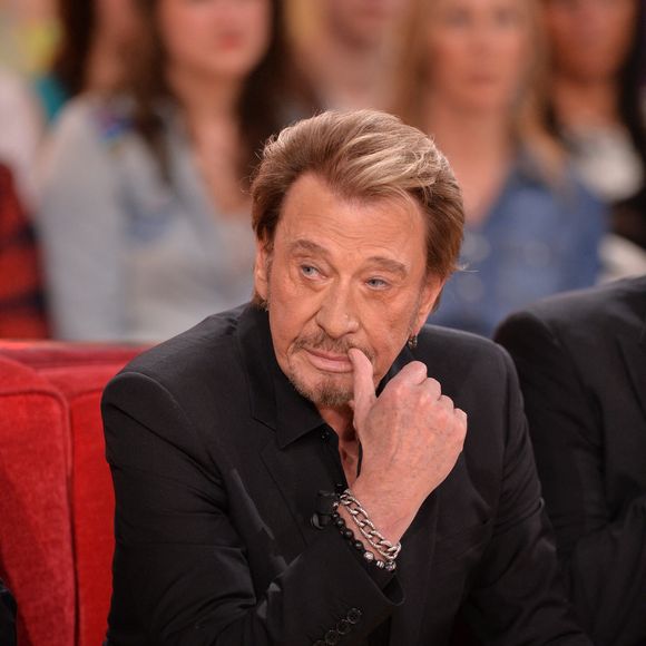 Johnny Hallyday lors de l'enregistrement de Vivement Dimanche à Paris, France, 13 mars 2014. Photo par Max Colin/ABACAPRESS.COM