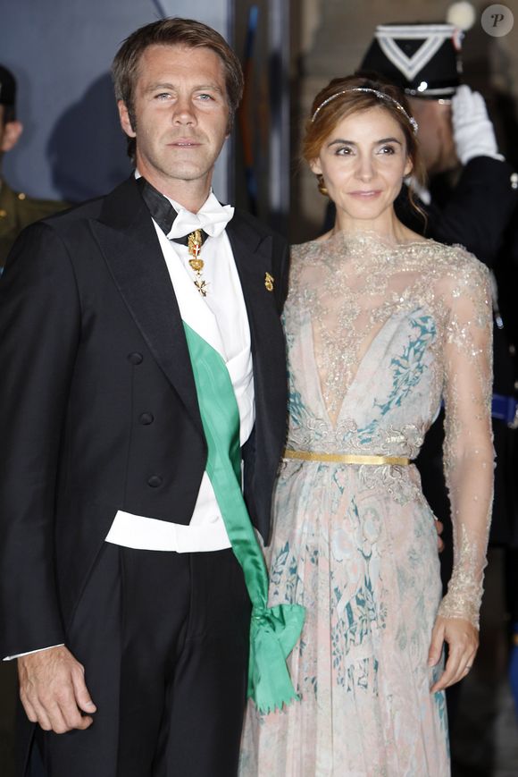Le prince Emmanuel Philibert de Savoie et la princesse Clotilde de Savoie (Clotilde Courau) - Arrivee des invites au diner de gala organise au Palais Grand-Ducal, a l'occasion du mariage du prince Guillaume de Luxembourg et la comtesse Stephanie de Lannoy a Luxembourg, le 19 octobre 2012. © Gtres/Bestimage