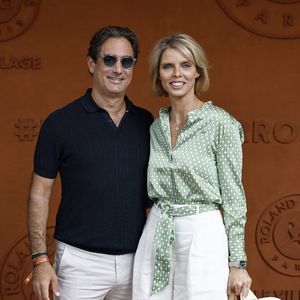 Sylvie Tellier et son mari Laurent Schenten lors des Internationaux de France de Tennis de Roland Garros 2026, à Paris, France, le 7 juin 2026. © Jacovides-Moreau/Bestimage