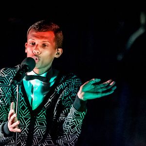 Stromae se produit au Boulevard Pool du Cosmopolitan Hotel & Casino à Sin City le 16 avril 2015.Photo GSI/Abaca