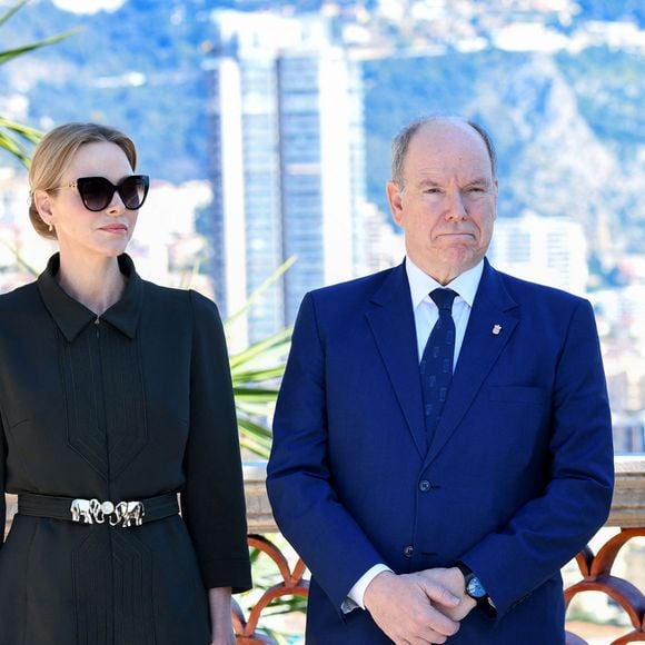 Le prince Albert II de Monaco, sa femme la princesse Charlene et la princesse Caroline de Hanovre ont pu découvrir les travaux d'aménagements réalisés pendant 5 ans au jardin exotique de Monaco avant son ouverture au public le 30 mars.© Bruno Bebert / Bestimage