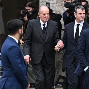 Juan Carlos I (le roi Juan Carlos) - Obsèques de l'Aga Khan IV à Lisbonne au Portugal le 8 février 2025.  Photo de Bestimage