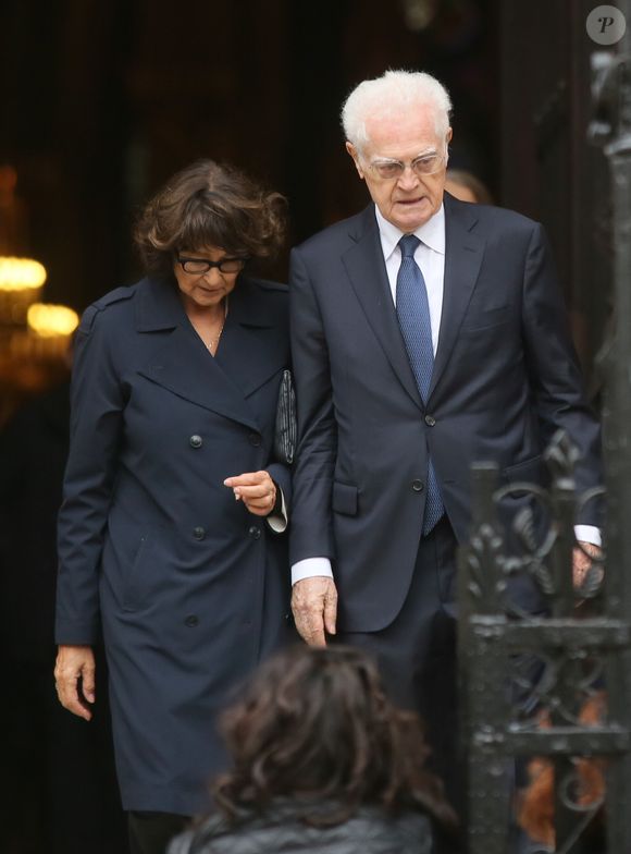 Lionel Jospin et sa femme Sylviane Agacinski - Obsèques de Anne Wiazemsky (ancienne femme de Jean-Luc Godard) en la basilique Sainte-Clotilde à Paris le 11 octobre 2017.  
AGENCE / BESTIMAGE