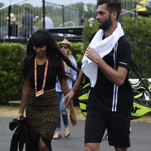 Benoit Paire de France avec sa petite amie Shy'm pendant l'Open de Miami présenté par Itau au Crandon Park Tennis Center à Key Biscayne, Miami, FL, USA le 25 mars 2016. Photo Corinne Dubreuil/ABACAPRESS.COM