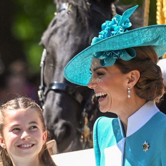 Catherine (Kate) Middleton, princesse de Galles, La princesse Charlotte de Galles - Les membres de la famille royale britannique arrivent à Buckingham Palace pour la cérémonie Trooping the Colour à Londres, le 14 juin 2025. Affecté par le crash du Boeing 787 Dreamliner à Ahmedabad du 12 juin, le souverain et les officiels porteront un brassard noir en hommage aux plus de 270 victimes. Bon nombre d'elles étaient des ressortissants britanniques.