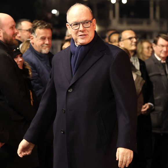 Le prince Albert II de Monaco - La famille princière de Monaco lors de l'embrasement de la barque dans le cadre des célébrations de la Sainte-Dévote, Sainte Patronne de Monaco le 26 janvier 2024. © Claudia Albuquerque / Bestimage