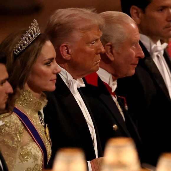 Donald J. Trump et le roi Charles III d'Angleterre lors du banquet d'Etat au château de Windsor en l'honneur de la visite officielle de président Donald Trump et de la Première dame Melania au Royaume-Uni. © PA Photo/ Bestimage