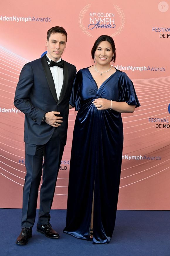 Louis et Marie Ducruet (enceinte), qui a annoncé sur instagram qu'elle attendait un second bébé, participent à la cérémonie de clôture du 63ème Festival de Télévision de Monte-Carlo au Grimaldi Forum à Monaco, le 18 juin 2024. © Bruno Bebert / Bestimage