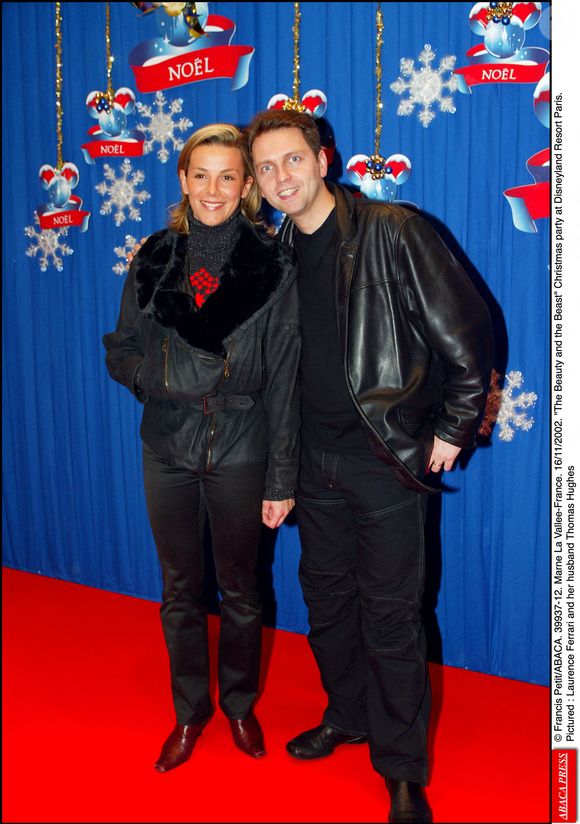 Francis Petit/ABACA. Marne La Vallée-France. 16/11/2002. La fête de Noël de La Belle et la Bête à Disneyland Resort Paris. Sur la photo : Laurence Ferrari et son mari Thomas Hugues.