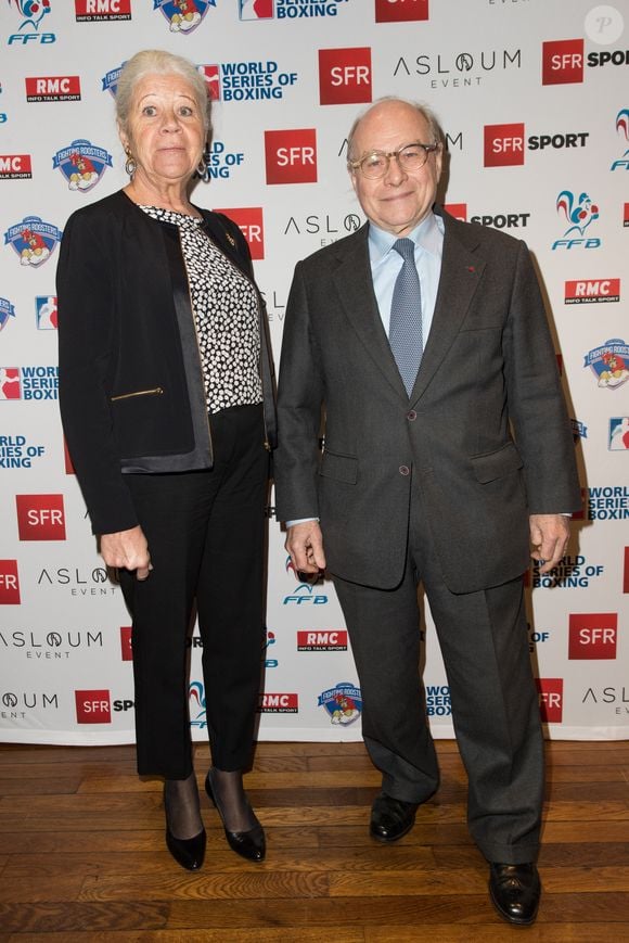 Rétro - Décès de Alain Pompidou scientifique et homme politique français. Il était le fils adoptif de Georges et Claude Pompidou - Semi-exclusif - Alain Pompidou et sa femme Nicole - Cocktail de la soirée des World Series of Boxing France vs Angleterre à la salle Wagram à Paris le 23 février 2017. © Cyril Moreau/Bestimage