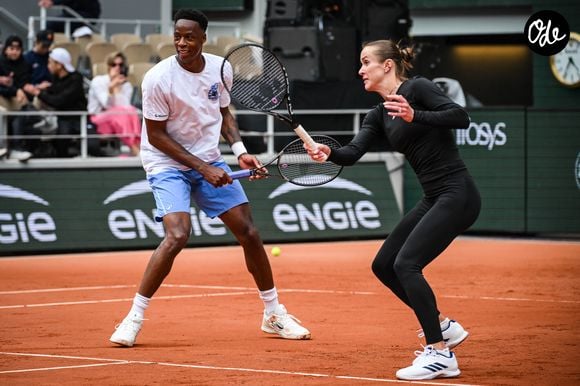Gaël Monfils et Elina Svitolina lors d’une séance d’entraînement en vue de l’édition 2026 de Roland-Garros — tournoi du Grand Chelem — au stade Roland-Garros, le 20 mai 2026 à Paris, en France. © Matthieu Mirville/ZUMA Press Wire/Bestimage