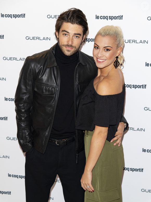 Valentin d'Hoore et Katrina Patchett - Guerlain et le coq sportif au lancement de leur seconde collaboration à la boutique Guerlain des Champs-Elysées à Paris le 23 octobre 2018. © Pierre Perusseau/Bestimage
