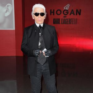 Karl Lagerfeld à la présentation de la collection de prêt-à-porter Hiver 2012 The Hogan. © Guillaume Gaffiot /Bestimage