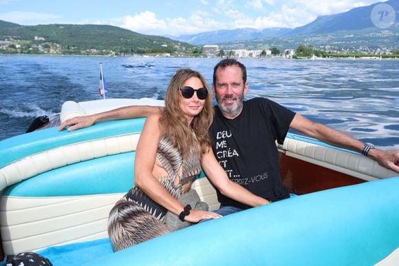 Exclusif - Christian Vadim et Nadège Meziat en Riva sur le Lac du Bourget lors de la 3ème édition du Festival du Cinema Français et de la gastronomie d'Aix-les-Bains, le 5 juin 2024.

Photo : Denis Guignebourg / Bestimage