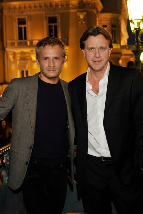 L'acteur Jérémie Rénier, à gauche, et Claude Francois Junior sont a Monaco le 10 mars 2012, pour l'avant première du film Cloclo.