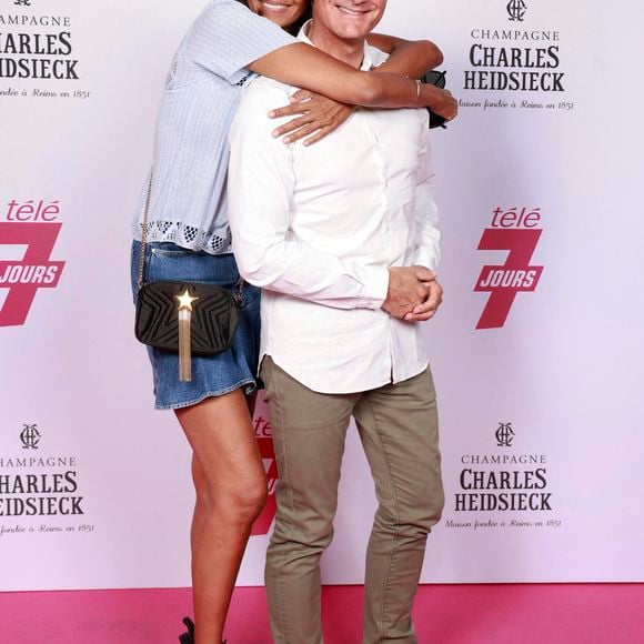 Exclusif - Karine Le Marchand et Laurent Petitguillaume - Soirée "Télé 7 Jours Summer Party" au restaurant "Monsieur Bleu" à Paris le 14 juin 2022. © Christophe Aubert via Bestimage