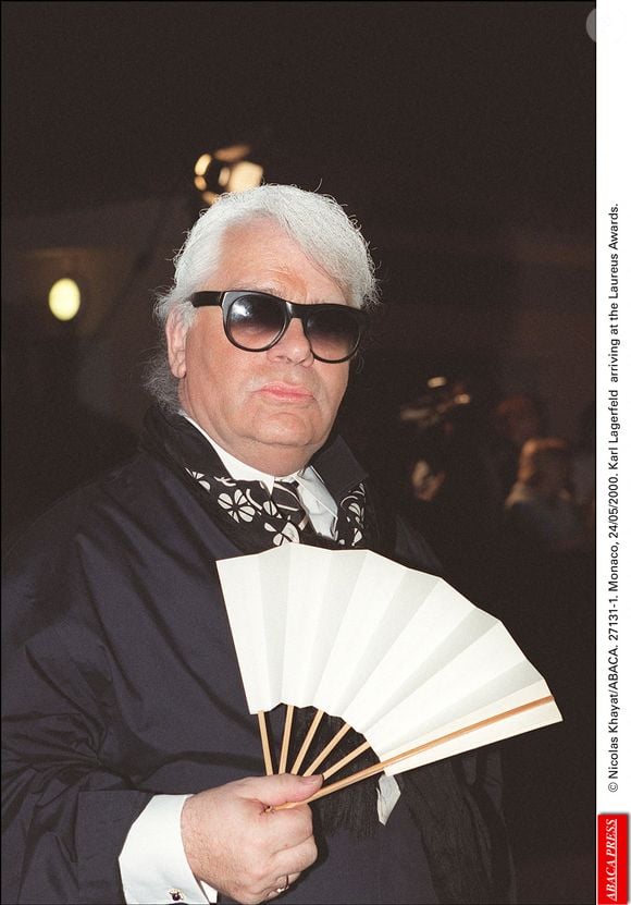 Karl Lagerfeld arrive aux Laureus Awards. © Nicolas Khayat/ABACA. 27131-1. Monaco, 24/05/2000.