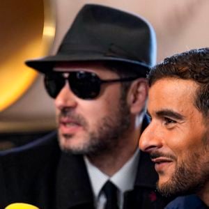 Melvil Poupaud et Syrus Shahidi en promotion du film " Les règles de l'art " lors du 28ème festival de comédie à l’Alpe d’Huez le 16/01/2025. © Sandrine Thesillat/PsNewZ/Bestimage