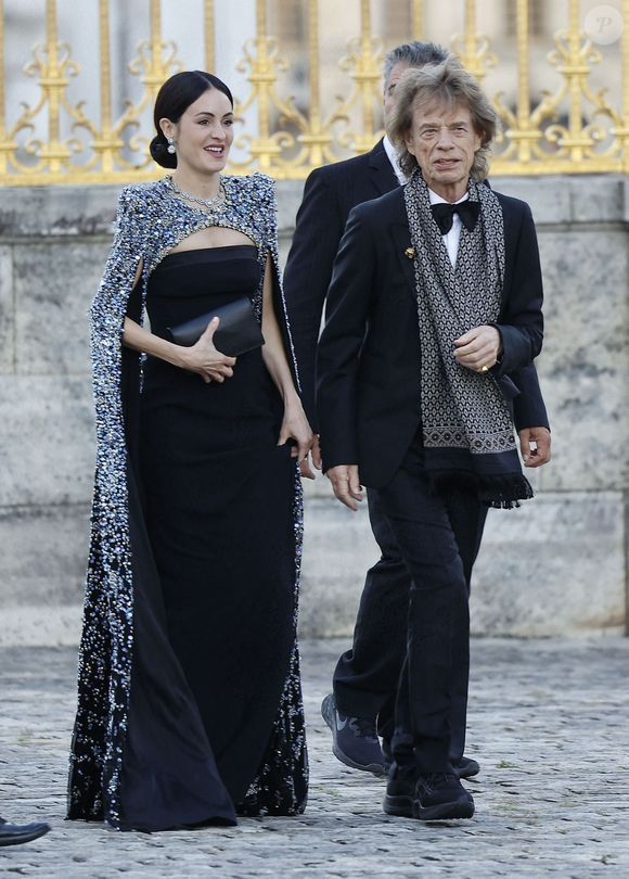 Sir Mick Jagger et sa compagne Melanie Hamrick - Dîner d'Etat au château de Versailles en l'honneur de la visite officielle du roi et de la reine d'Angleterre en France (20 - 22 septembre 2023), le 20 septembre 2023. 150 invités triés sur le volet ont été conviés à cette occasion. © Jacovides-Moreau / Bestimage